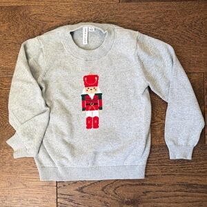 Janie and Jack Gray Crewneck Sweater with Nutcracker